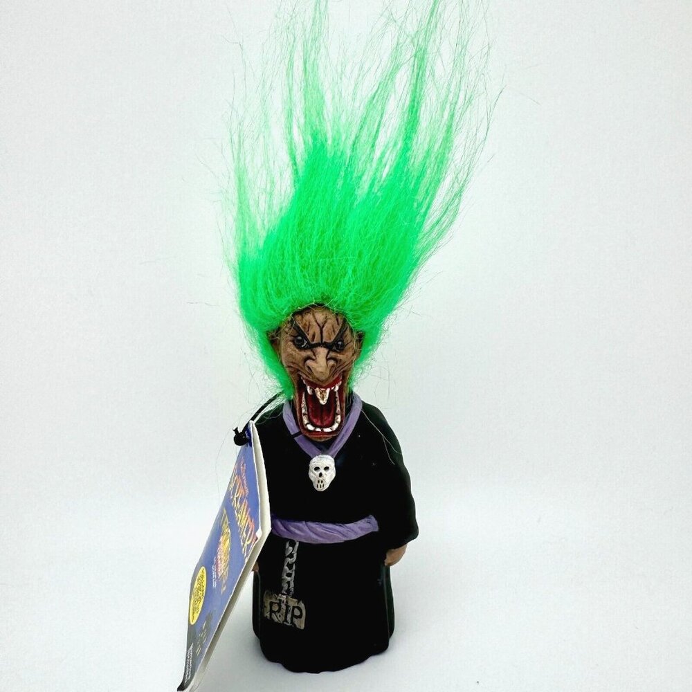 Halloween Vtg Screamer Witch RIP Green Hair Sound Light-Up Eyes 4 2003 WORKS
